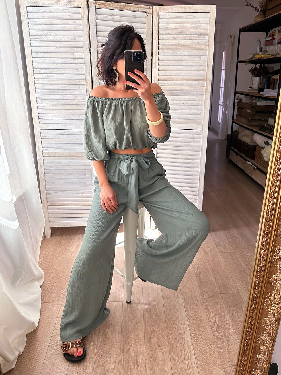 Miniature : Blouse épaules dénudées kaki - KATE 🇮🇹