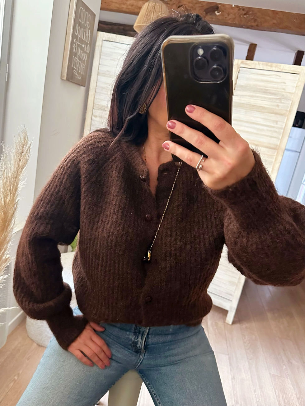 Miniatura: gilet boutonné chocolat chic