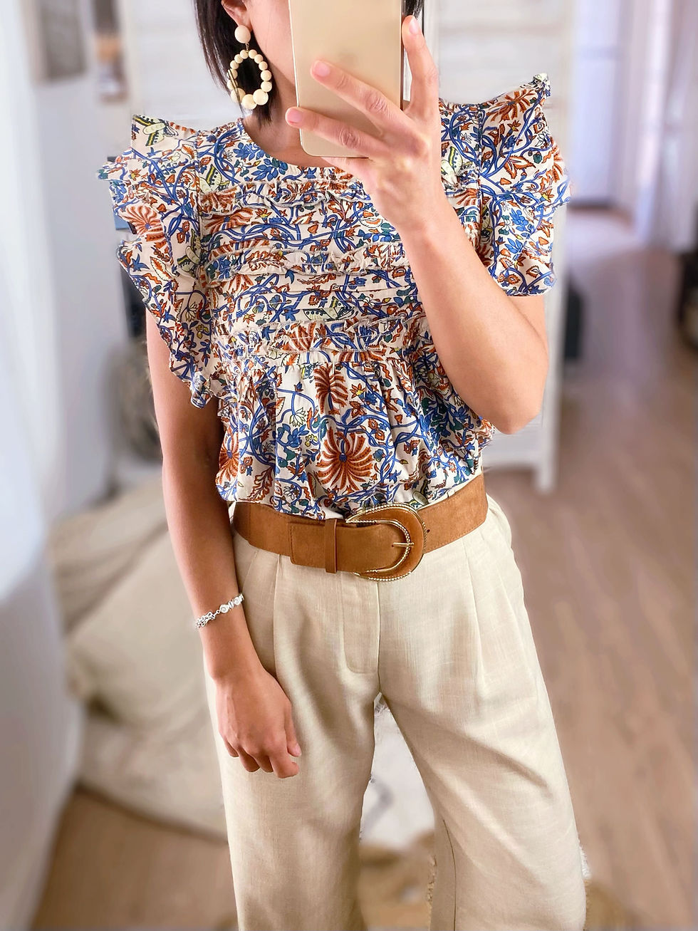 Miniatura: Pantalon large en lin naturel