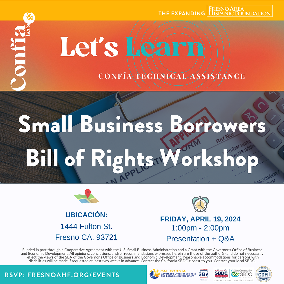 Small Business Borrowers Bill of Rights Workshop