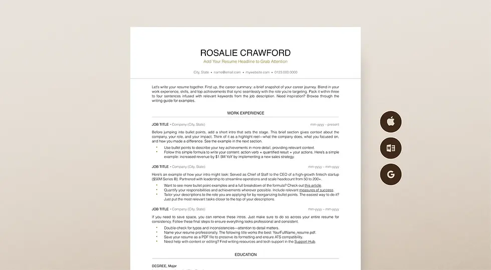 Thumbnail: Instant download ATS-optimized resume template for Word, Pages and Google Docs