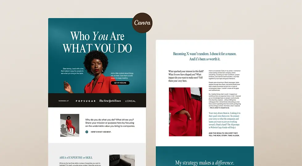 Thumbnail: Modern one-page Canva resume website template for corporate job seekers