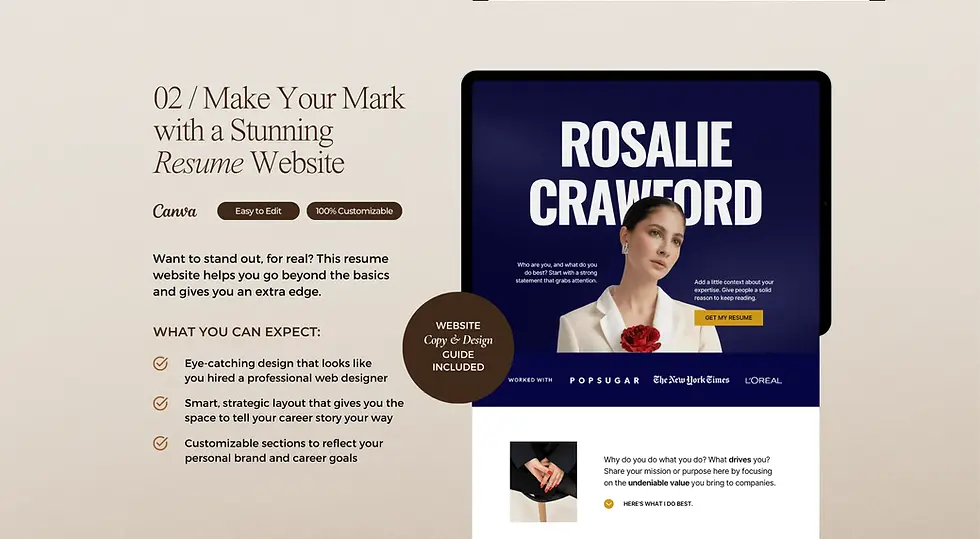 Thumbnail: Canva resume website template for job search