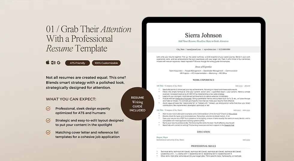 Thumbnail: ATS-friendly resume template for Word, Pages, and Google Docs. ByRecruiters design.