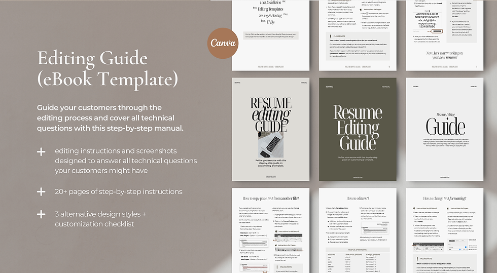 Thumbnail: Resume editing guide for commercial use on brown background.