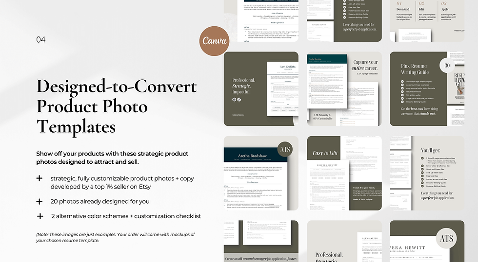 Thumbnail: Resume template product mockups for commercial use on gray background.