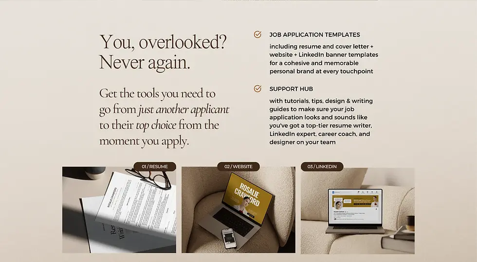 Thumbnail: Black and gold job application templates, including ATS resume, website, and LinkedIn banner templates