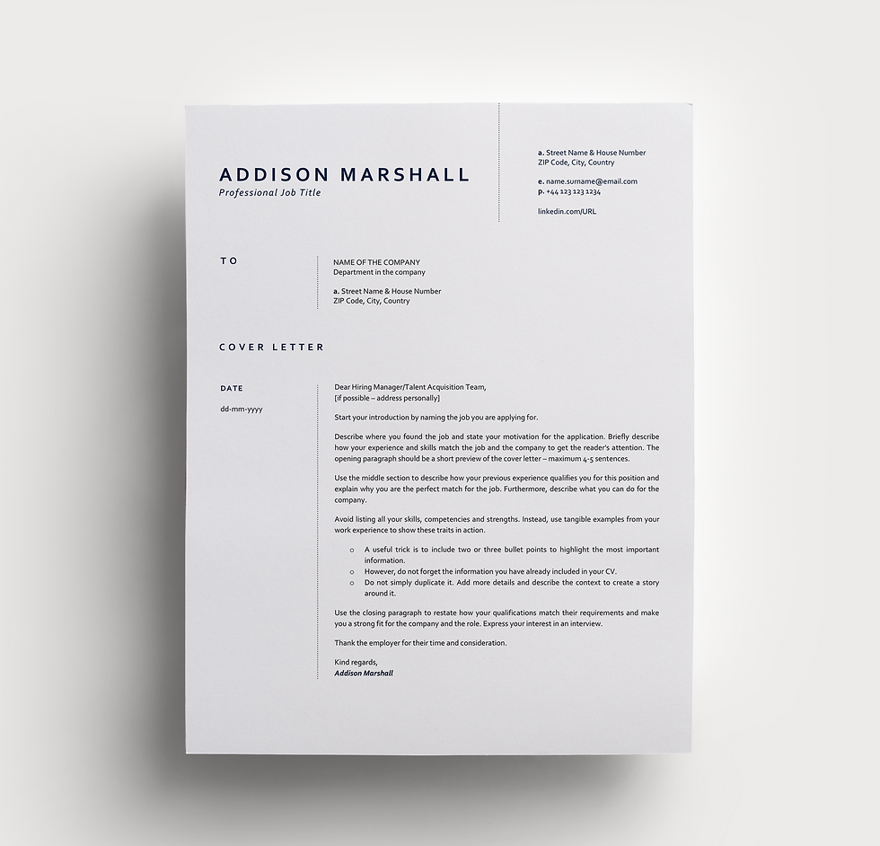 Thumbnail: Cover letter on grey background