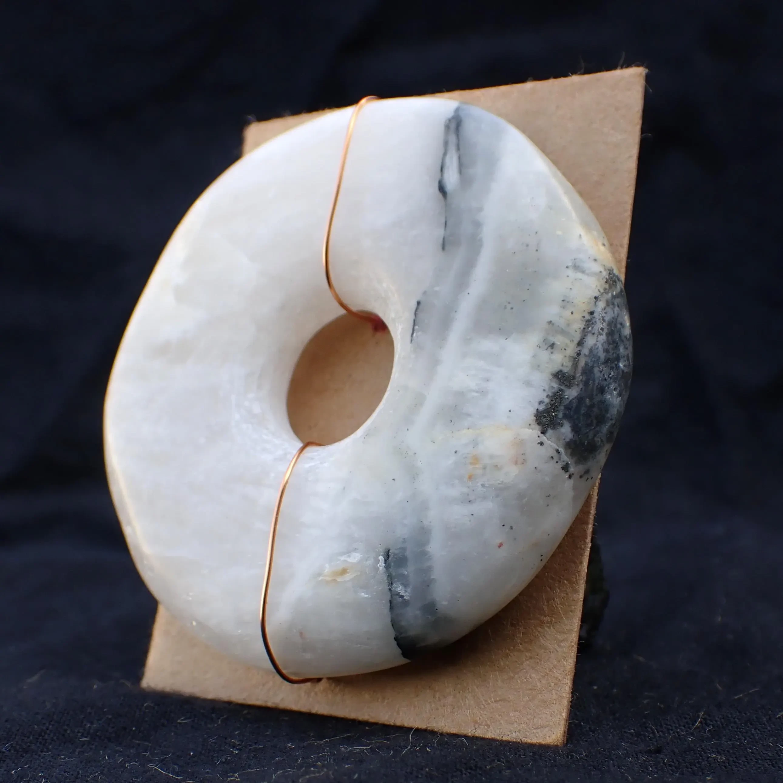 Banded White Magic EYE Handmade QUARTZ Sacred Stone PENDANT Bead 12mm hole