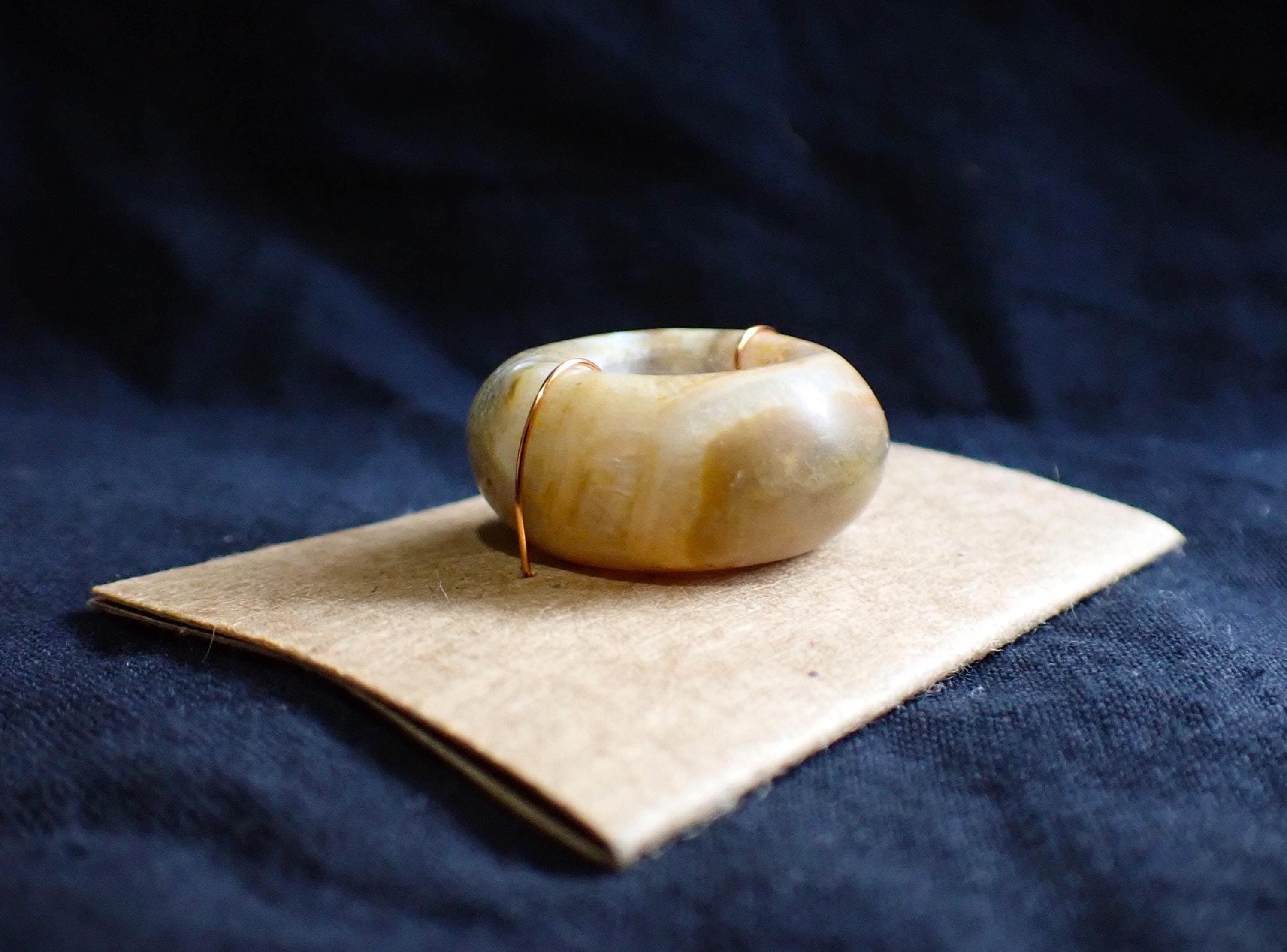 Butterscotch Magic EYE Handmade Banded AGATE Sacred Stone BEAD 10mm hole