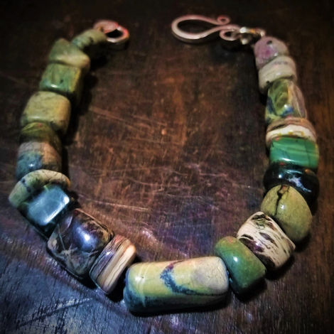 Serpentine & Silver Bracelet