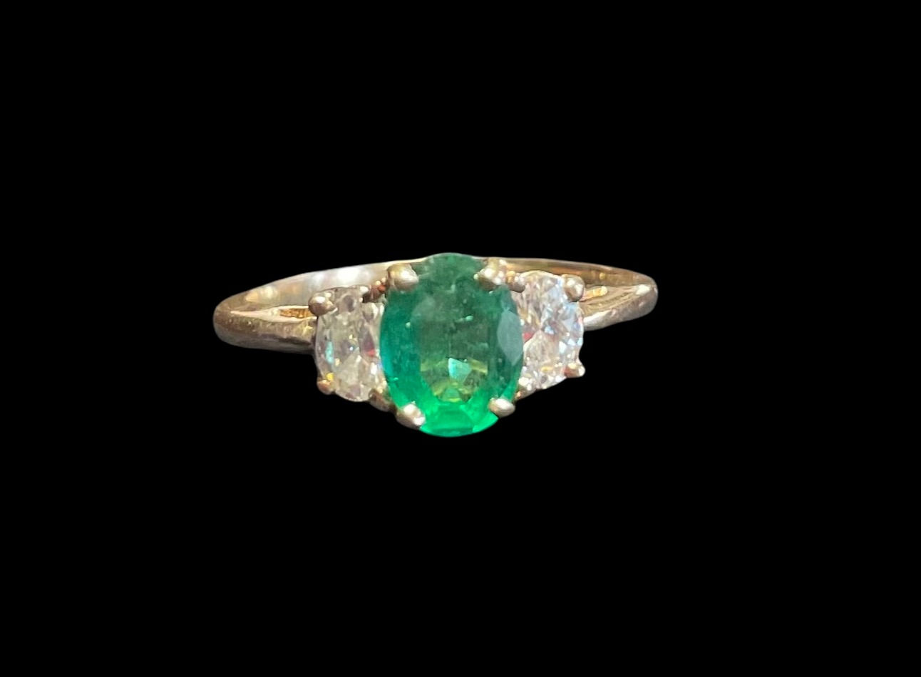 Three Stone Emerald and Diamond Ring
