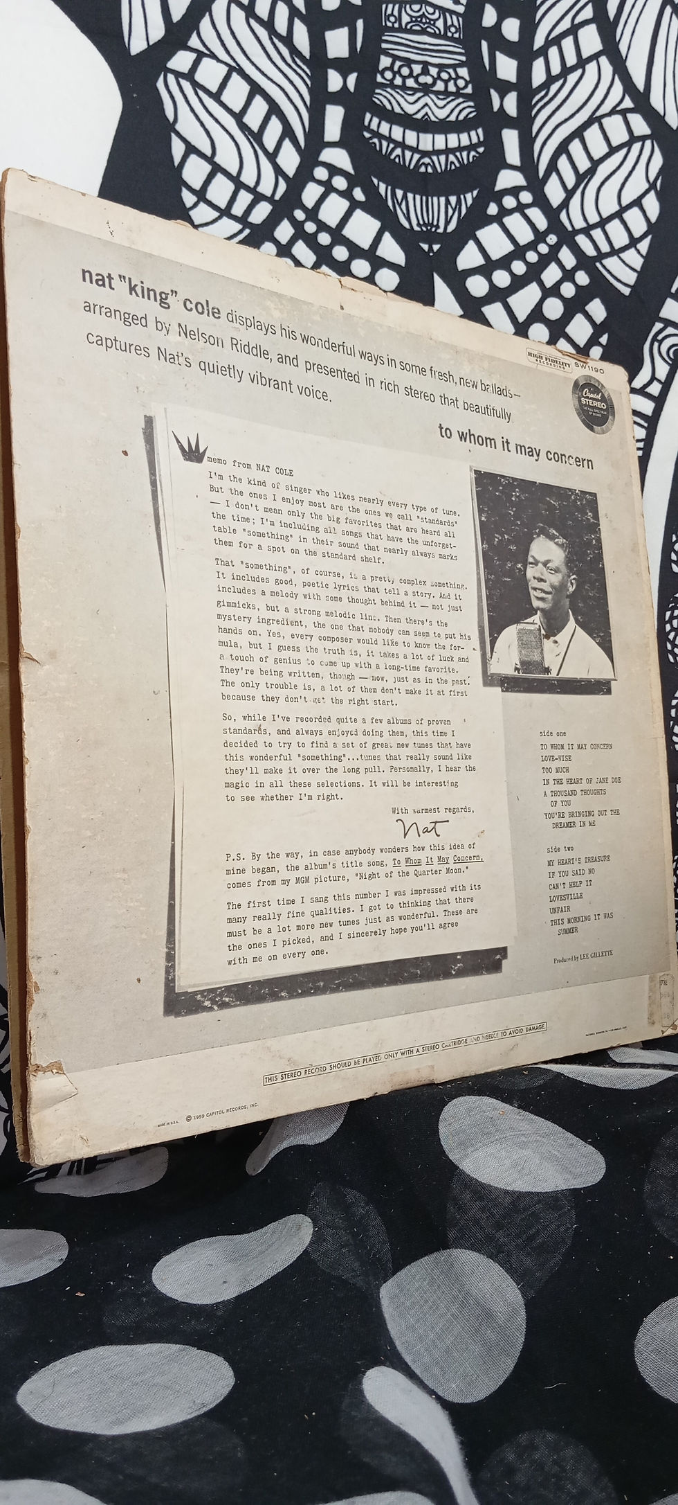 Miniatura: 12¨|  Nat "King" Cole* – To Whom It May Concern