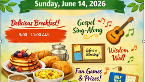Seniors' breakfast on Sunday, June 14, 2026, 9:00 - 11:00 AM