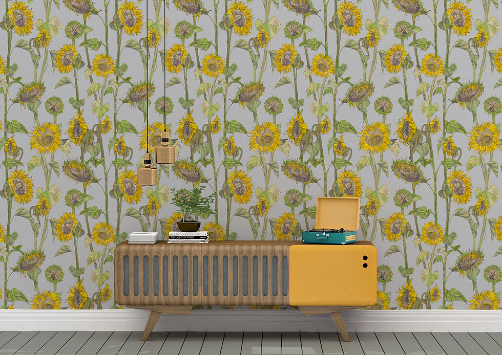 Thumbnail: Sunflowers wallpaper-grey