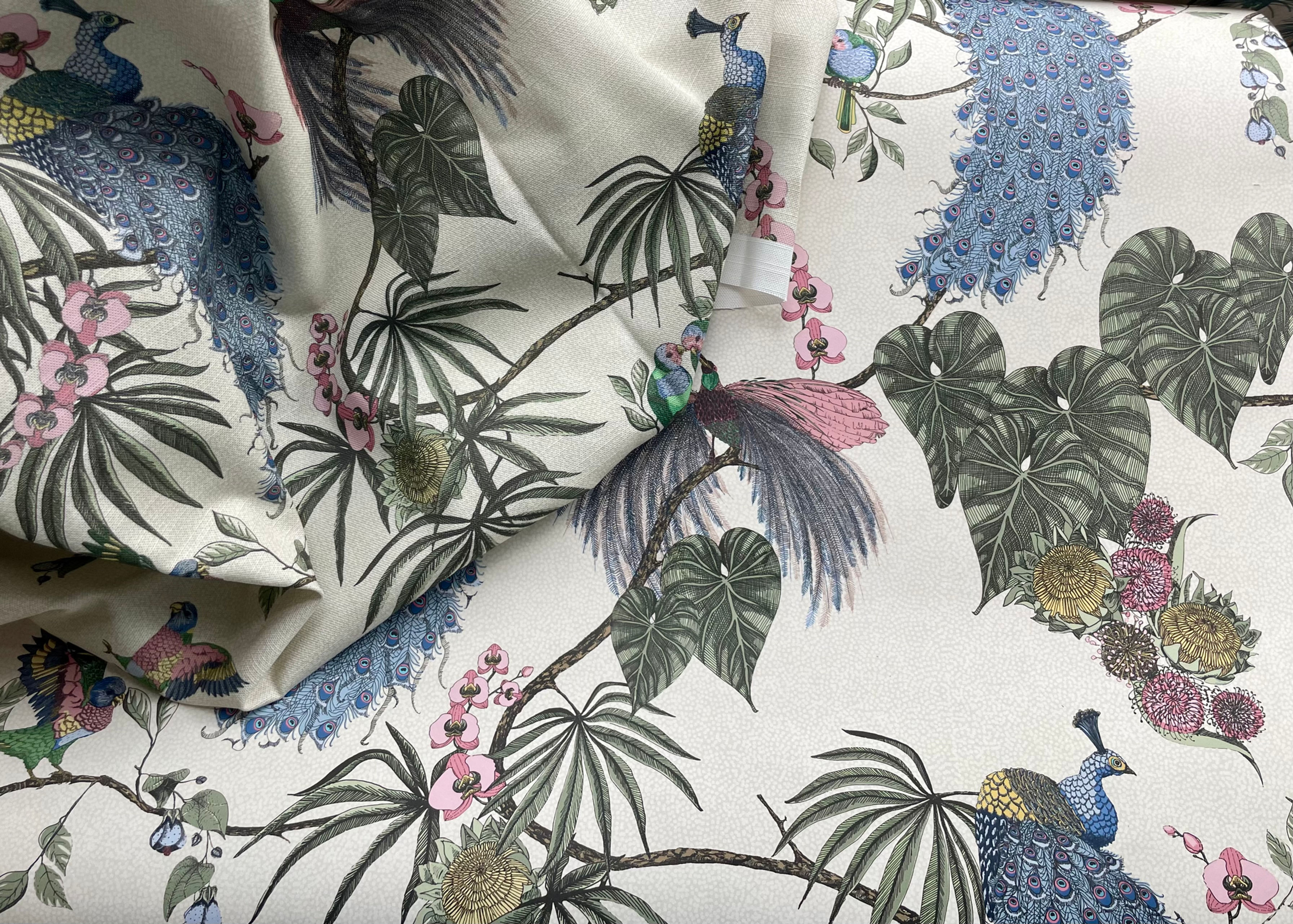 Sample,Garden Aviary Fabric- cream