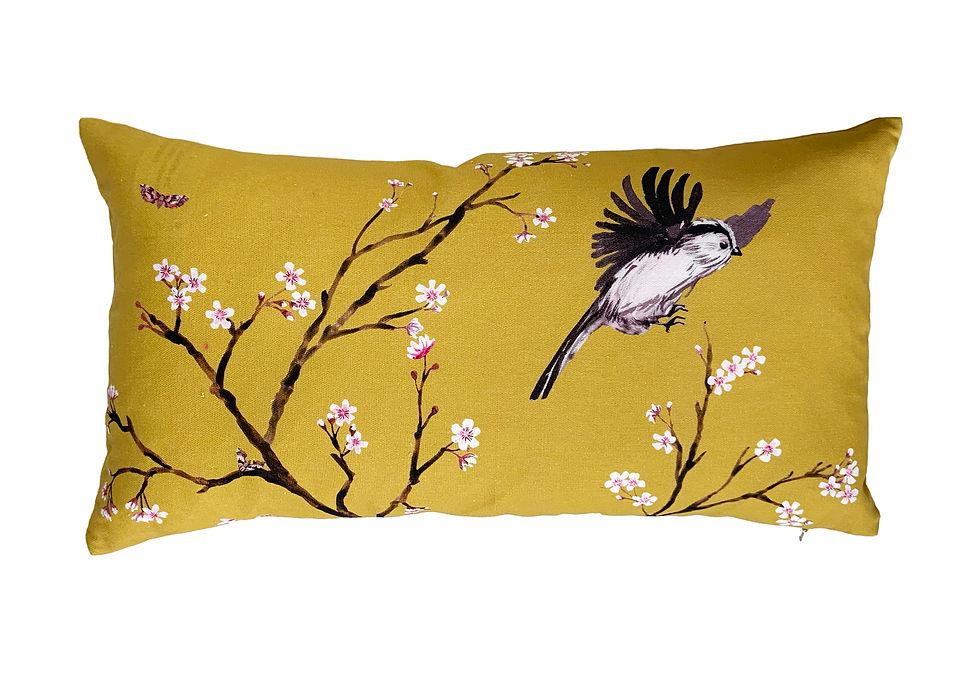yellow cushion of birds