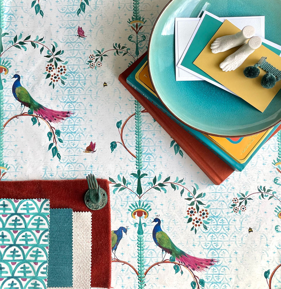 Thumbnail: A romantic wallpaper of stylised birds and flowers