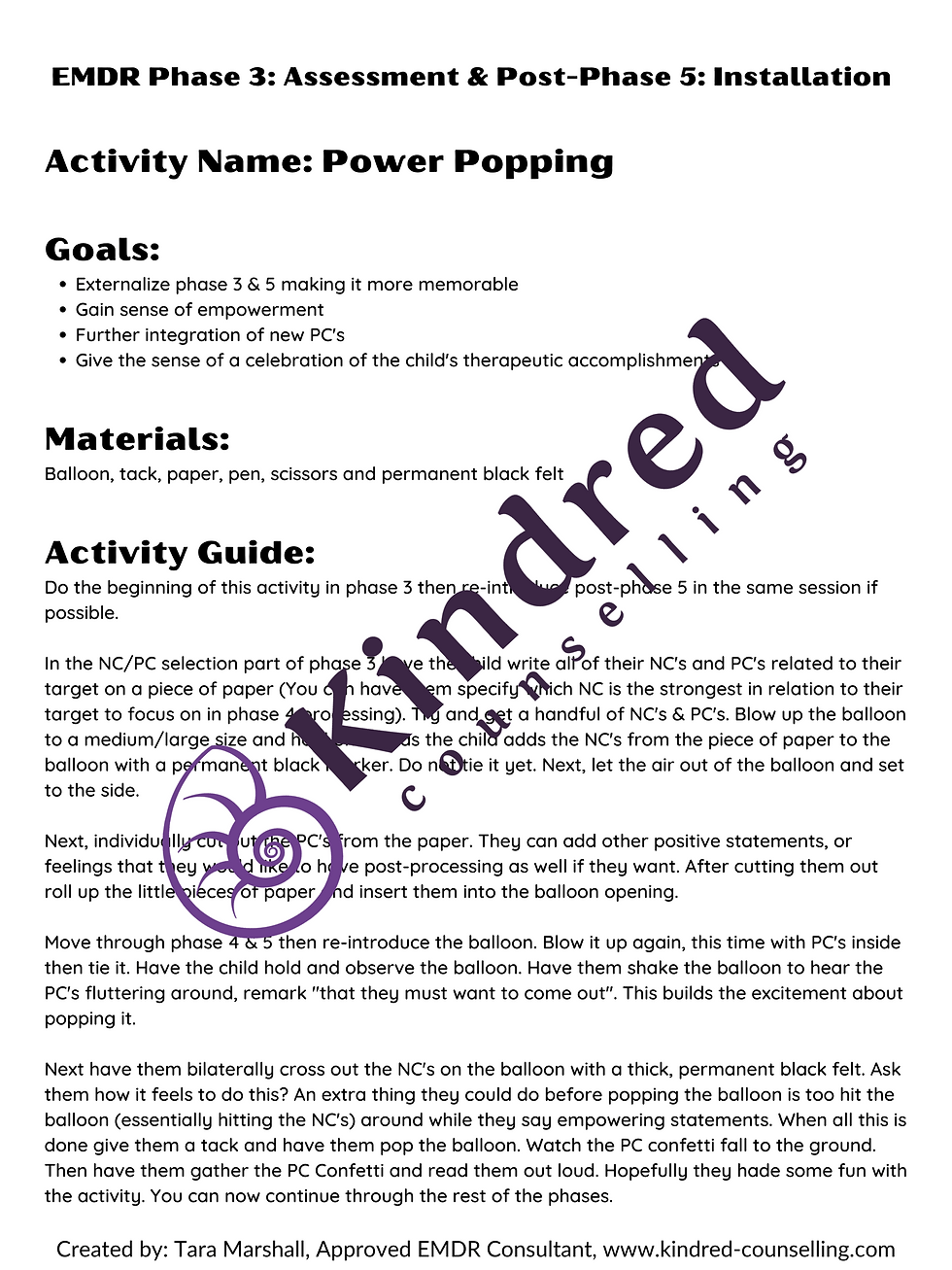 Thumbnail: EMDR Phase 3 & Post-Phase 5:  Power Popping (2pgs)