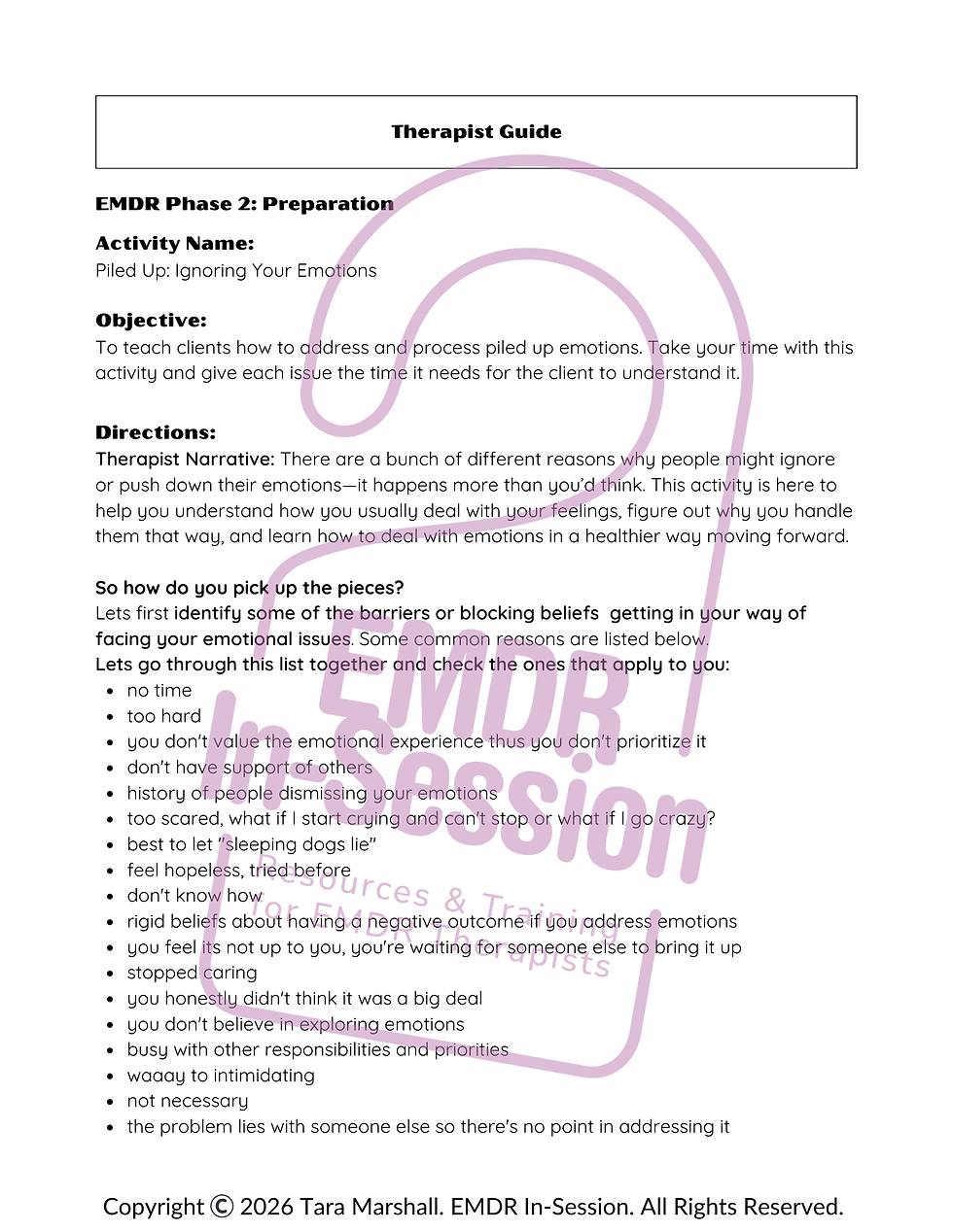 Thumbnail: EMDR Phase 2: Preparation Piled Up: Ignoring Your Emotions Teen (3pgs)