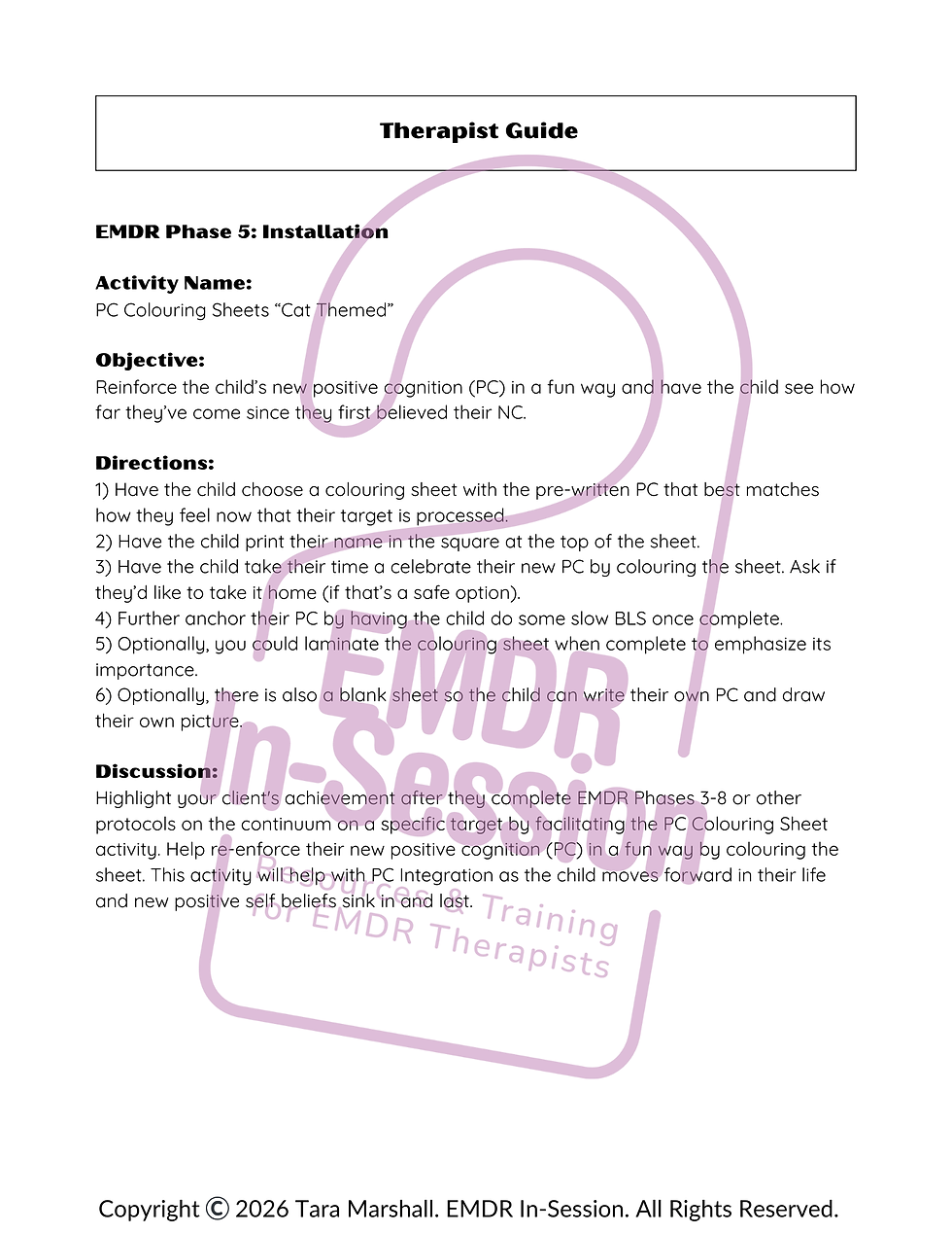 Thumbnail: EMDR Phase 5: Installation PC Colouring Sheets "Cat Themed" (14pgs)