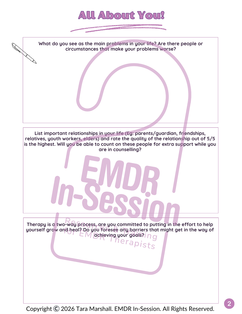 Thumbnail: EMDR Phase 1: History Taking & Case Planning Teen Intake (5pgs)