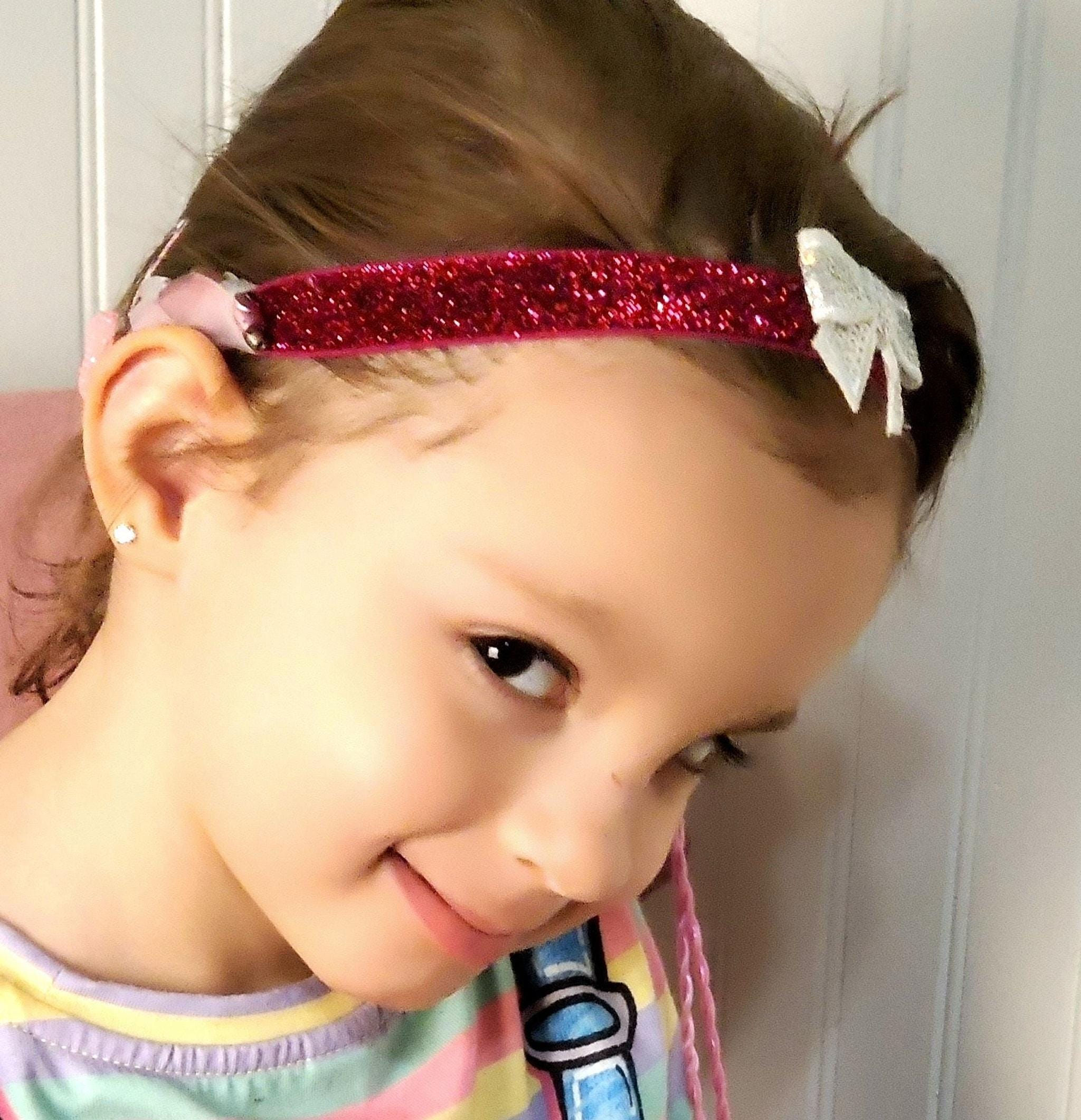 Deep Red Hearing Aid Headband, Glitter Non-Slip Adjustable Cochlear Implant Supp