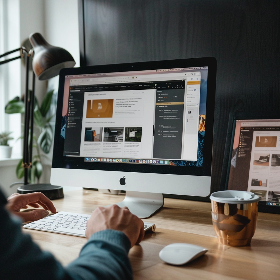 A person building a website on his computer