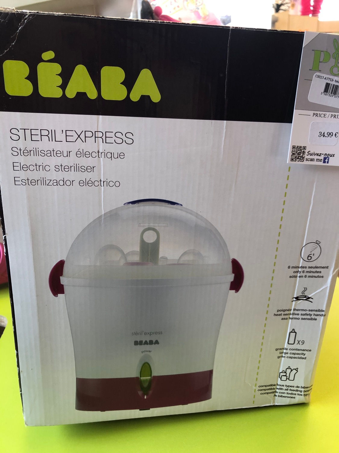 Sterilisateur vapeur Electrique Béaba Steril'Express