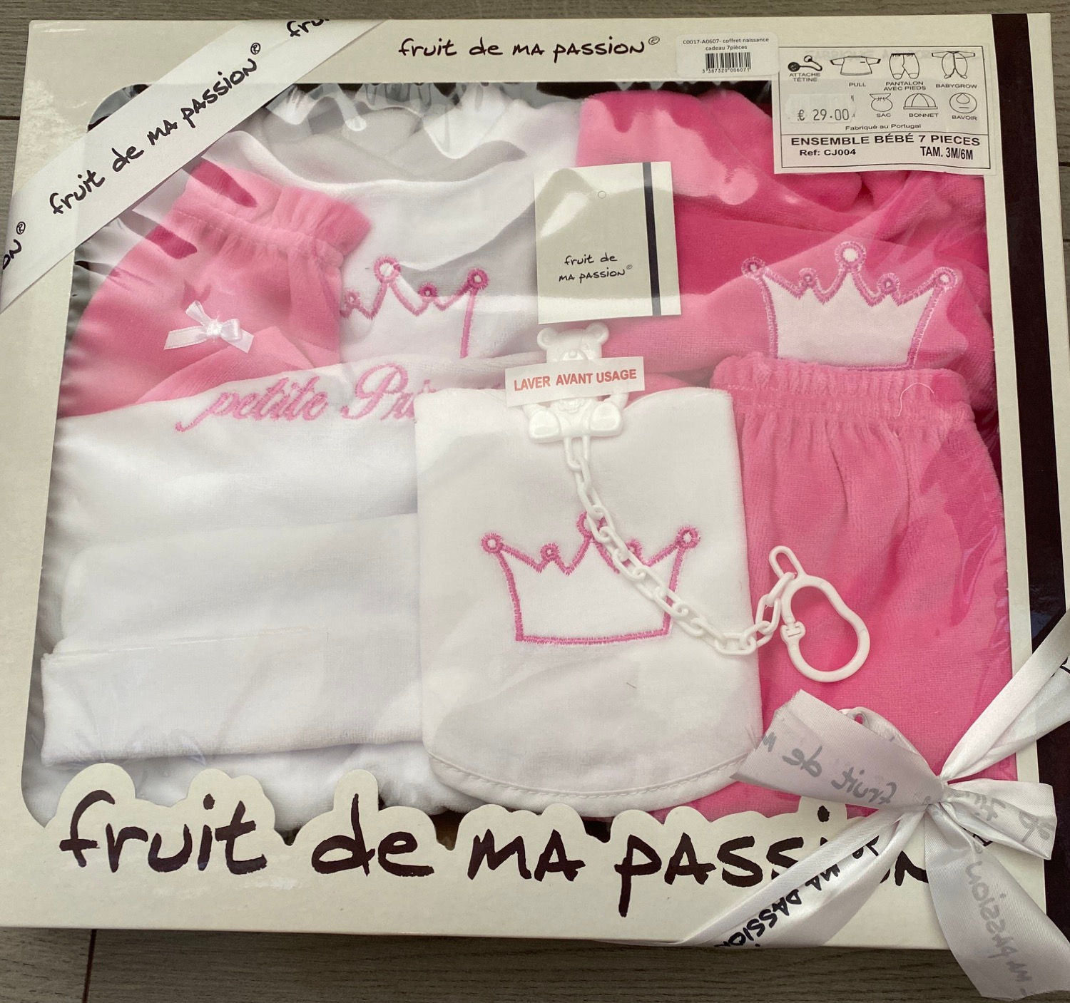 Coffret cadeau taille 3/6Mois rose fushia 