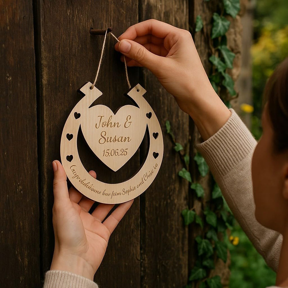 Thumbnail: Cherry wood engraved wedding gift displayed with gift box option