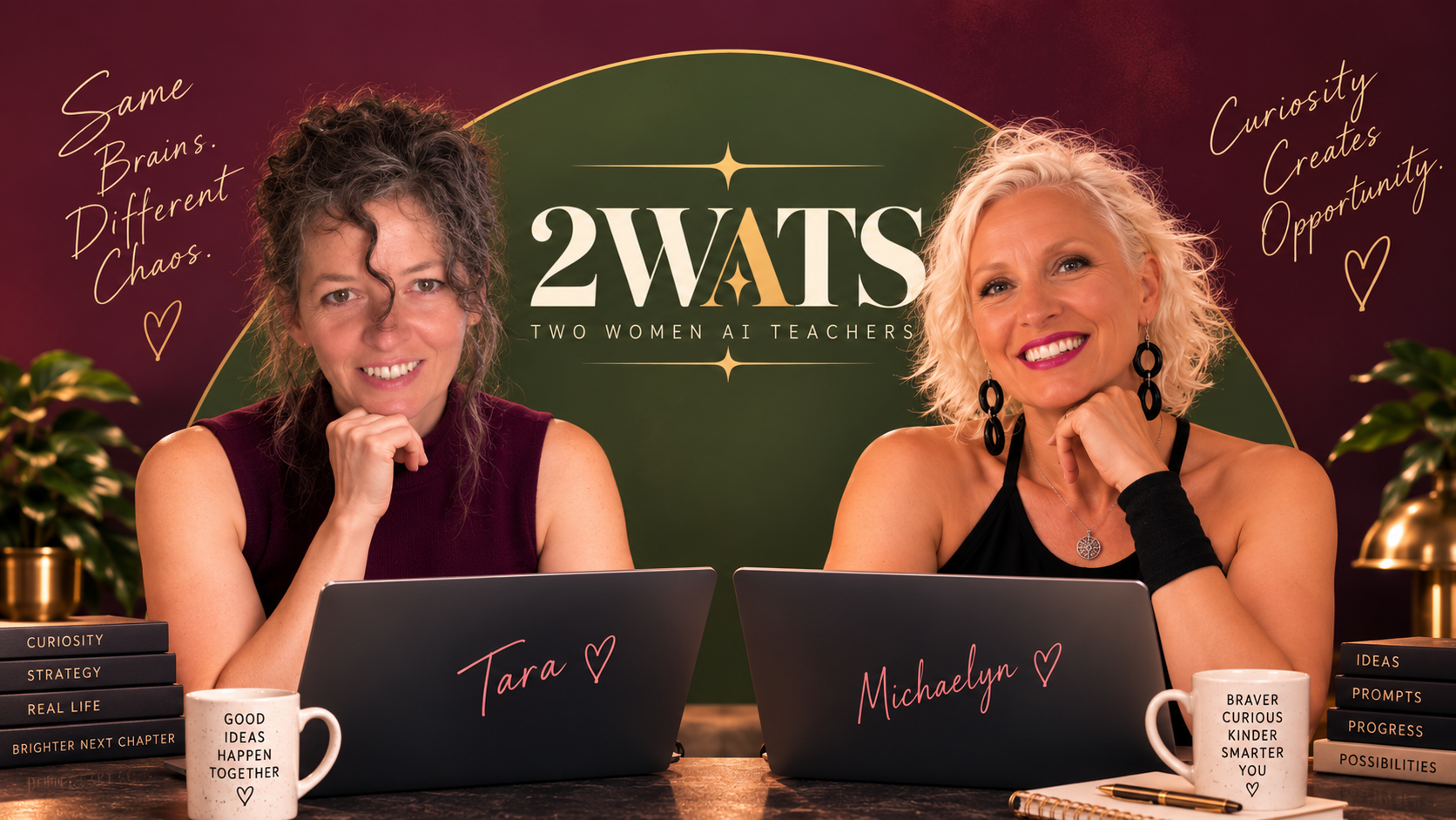 Tara and Michaelyn of 2WATS seated together with their laptops