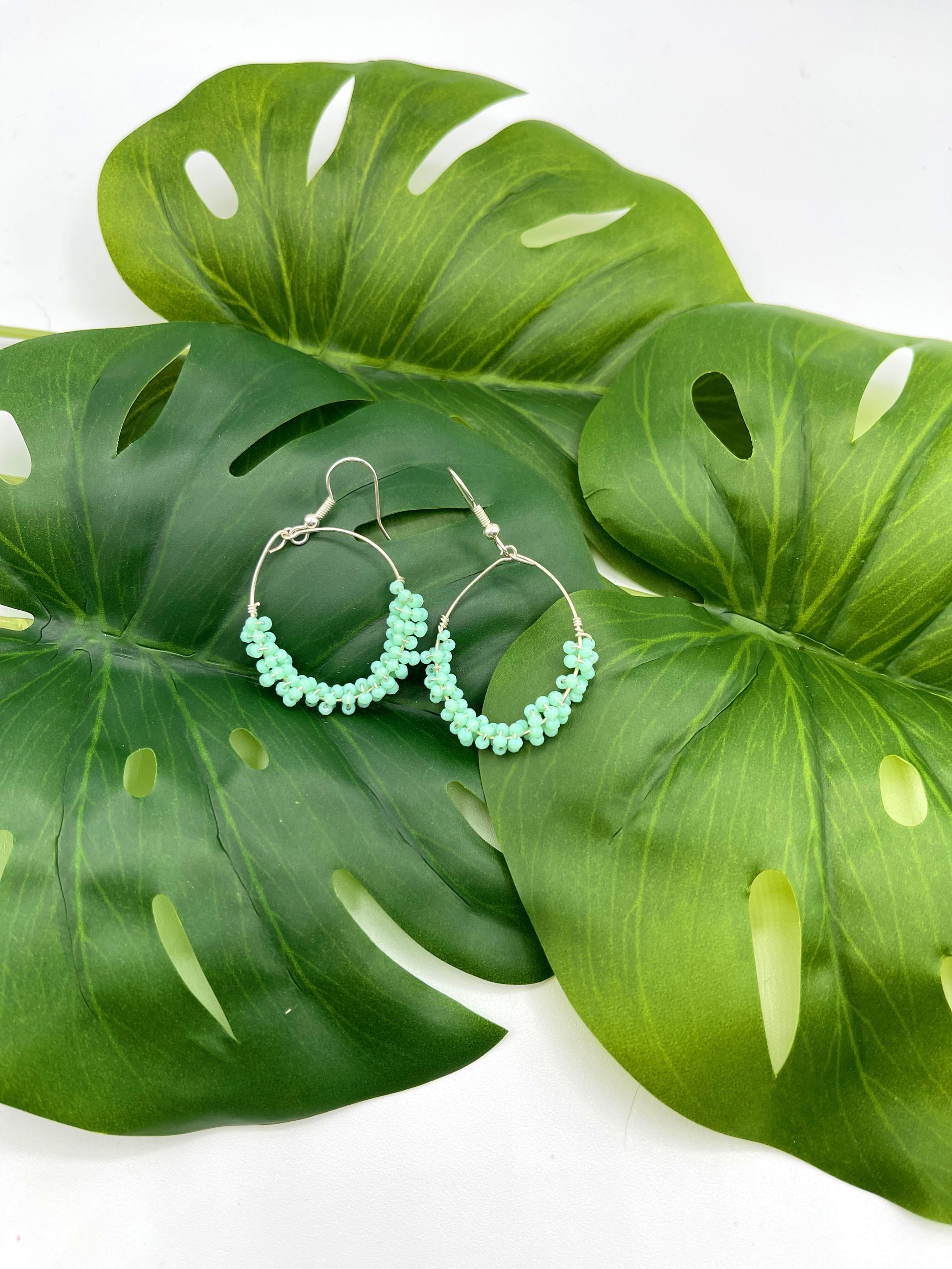 Cluster Earrings in Seafoam Green