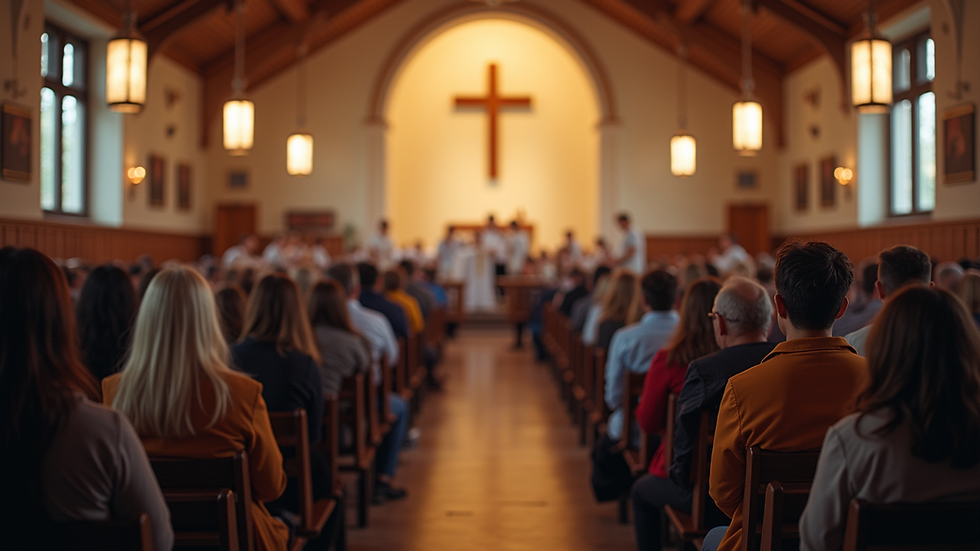 Eye-level view of a community gathering at a church event