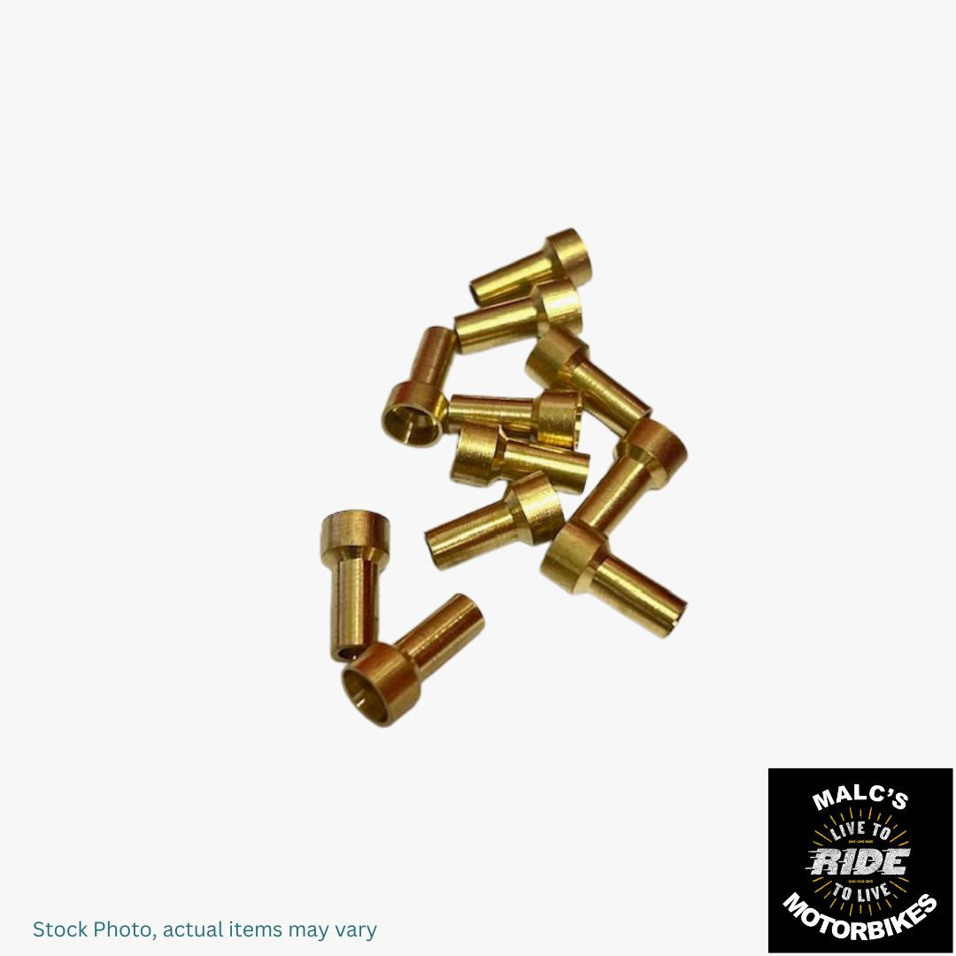 Brass tube fittings on white background, MALC'S RIDE logo, Malcsmotorbikespares.