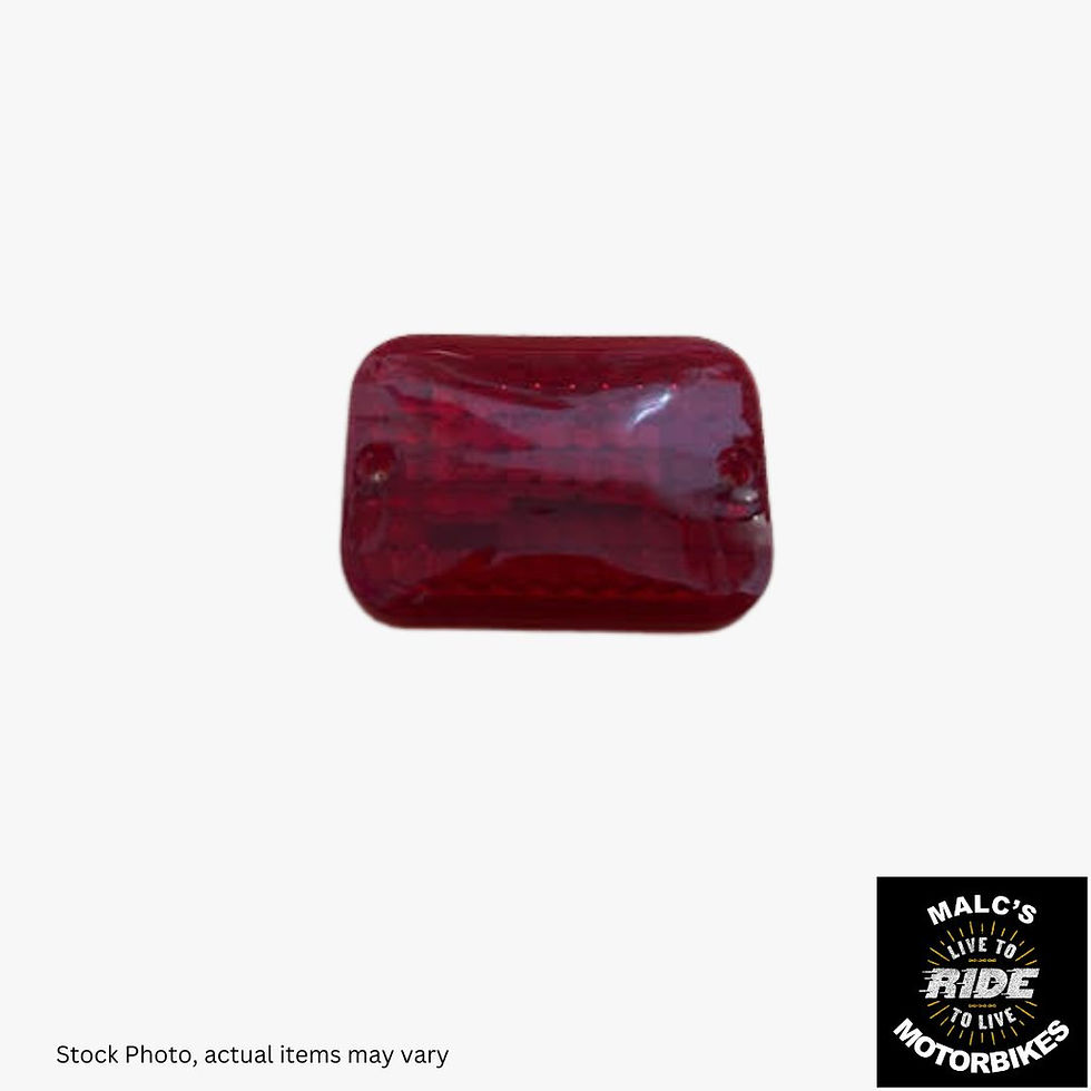 Red motorcycle tail light. Malc's Ride with Motorbikespares. Safety for riders.