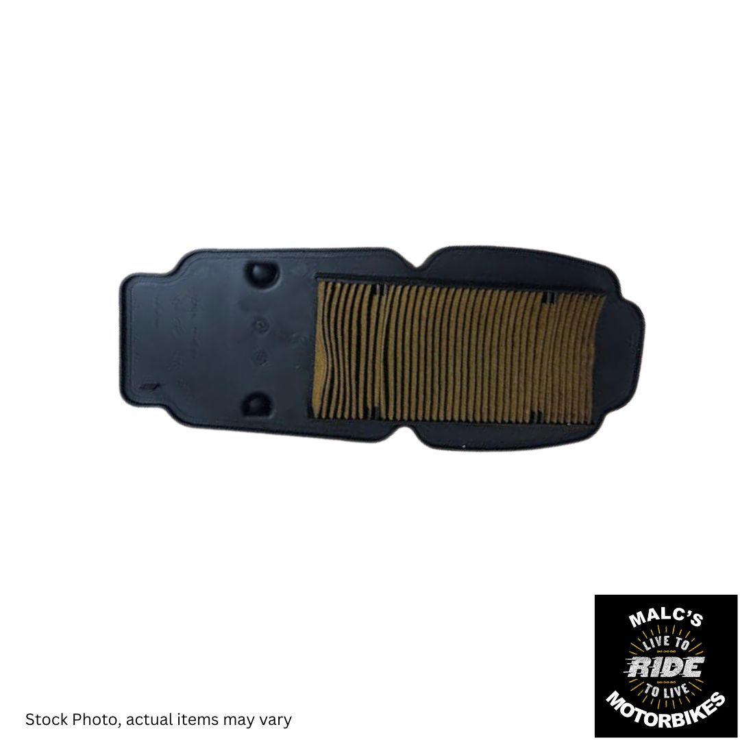 Motorcycle air filter with visible text, Malc's Ride with motorbikespares Malcsmotorbikespares.