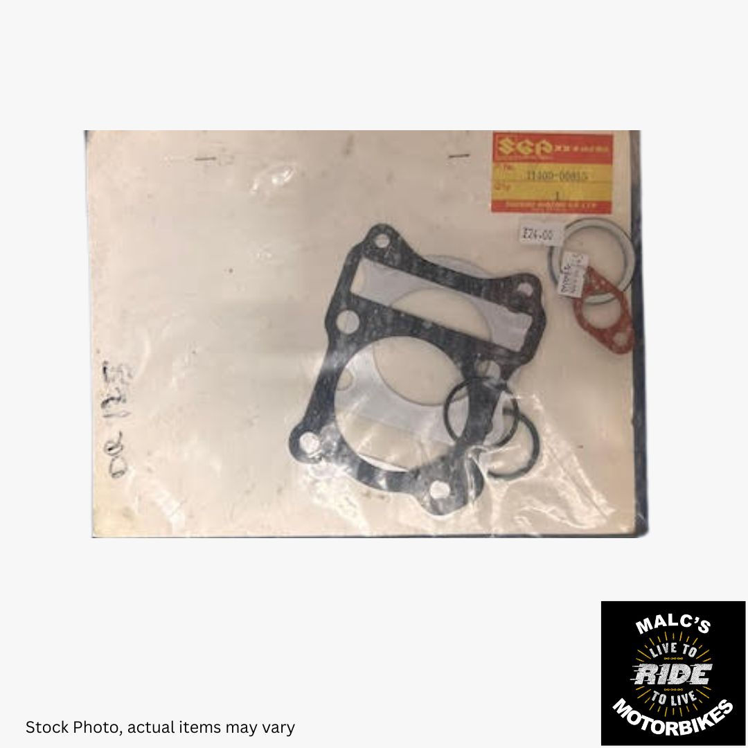 Gasket set on a package. Malcsmotorbikespares stock photo, actual item may vary.