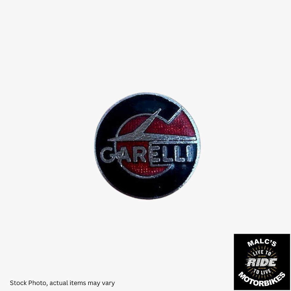 Garelli logo with the words Garelli on a motorcycle part, Malcsmotorbikespares