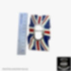 British flag buckle, ruler beside, Malc's Life to Ride, Malcsmotorbikespares