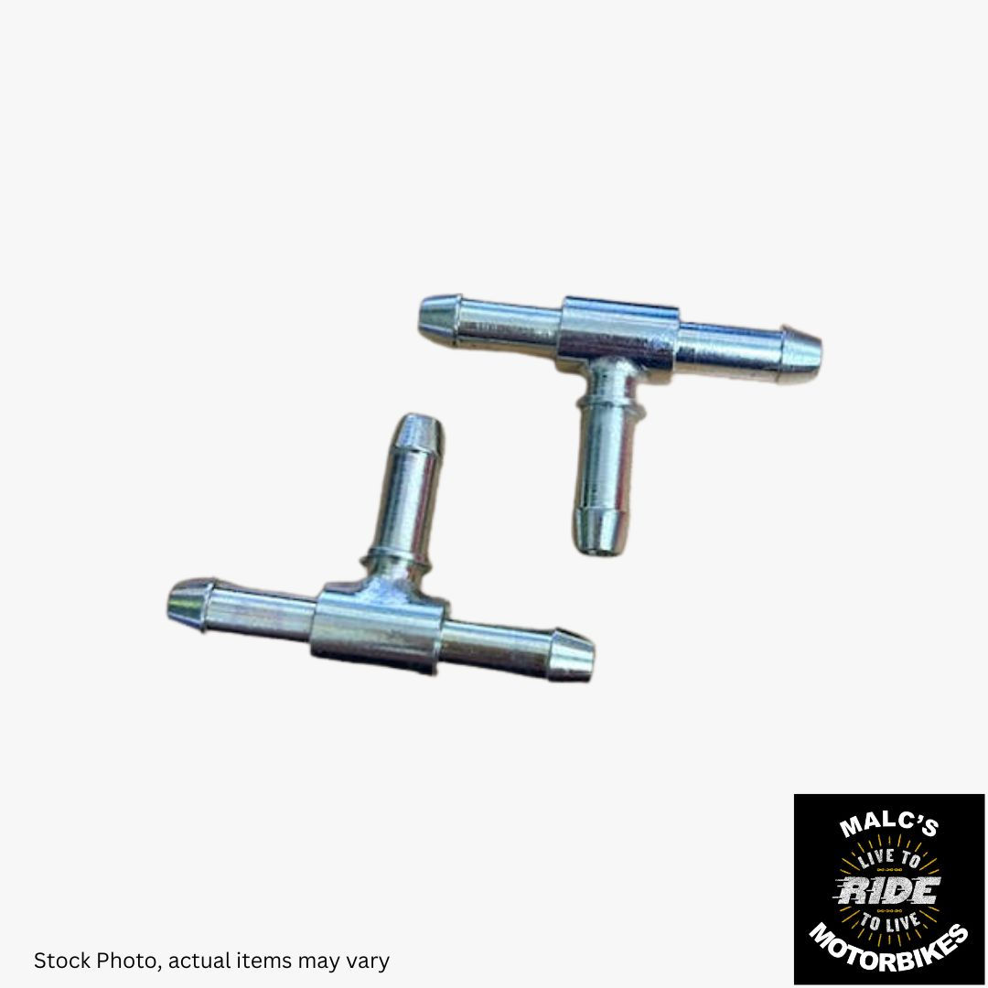 Two metal T-shaped connectors. MALC'S RIDE MOTORBIKESPARES.