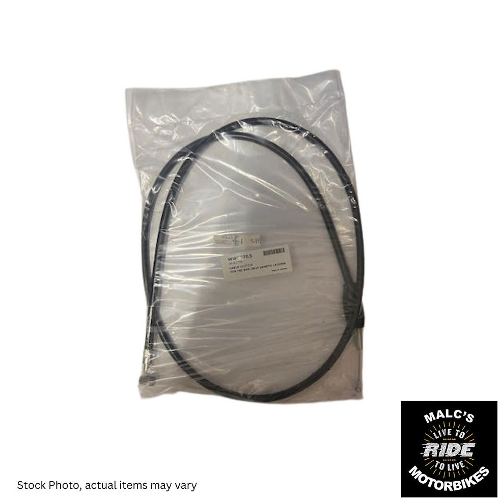 Black motorcycle cable sealed in plastic bag, Malcsmotorbikespares, for motorcycles.