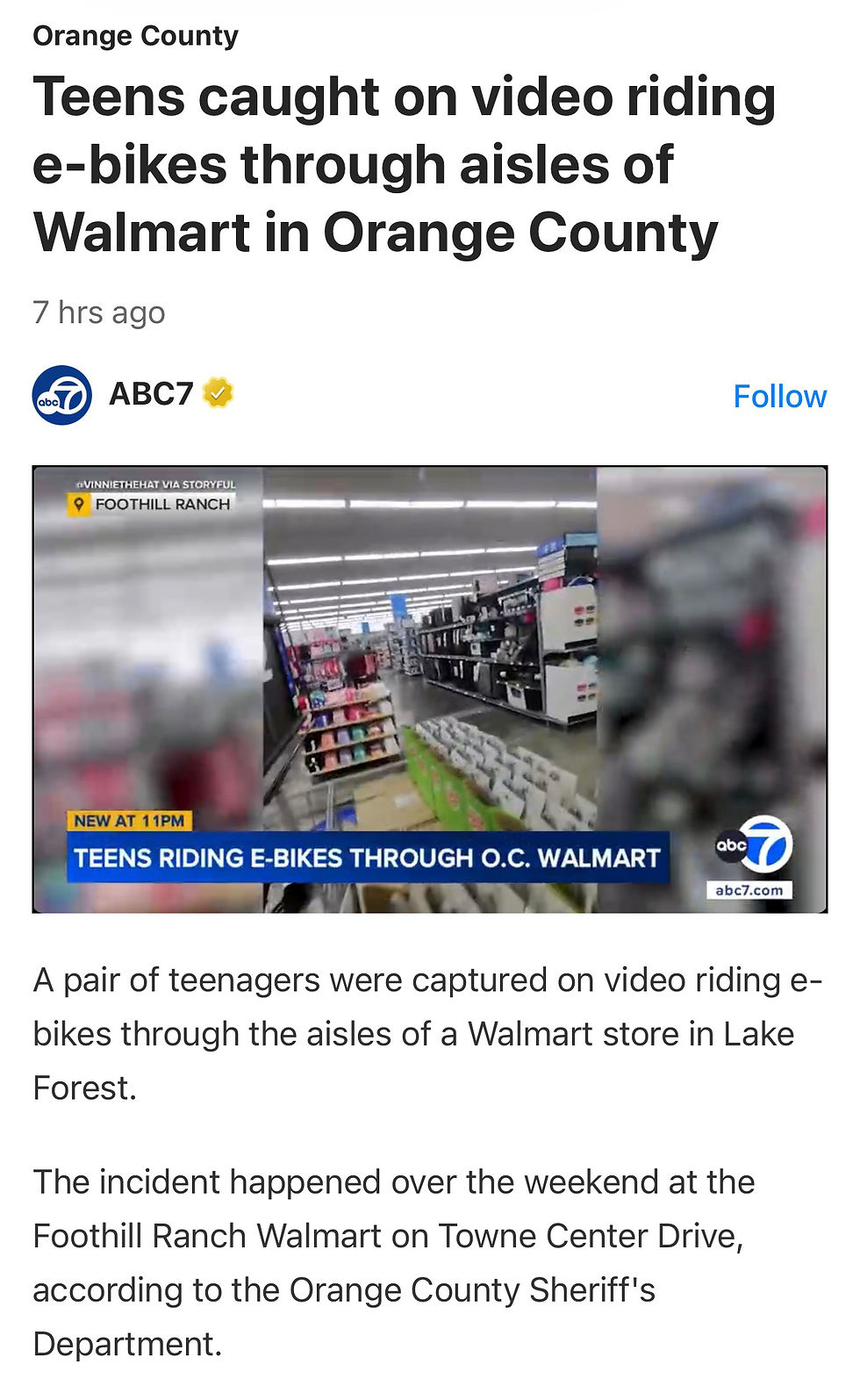 Walmartで発生した事件。