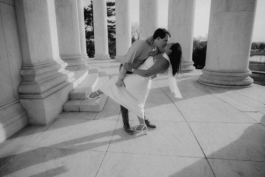engagement photos at the Jefferson Memorial in Washington, D.C.
