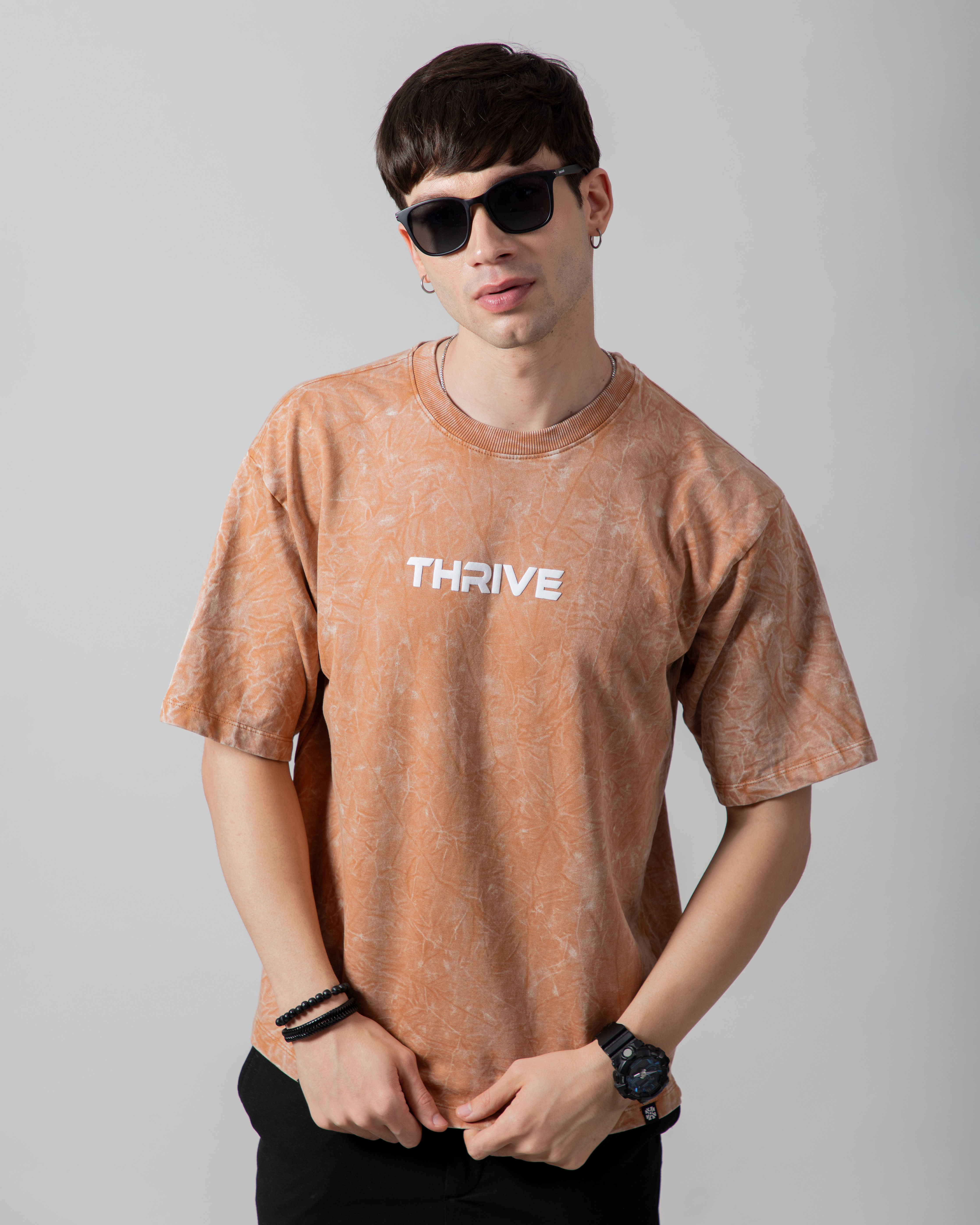 Ash Brown Acid Wash Classic Fit Tee