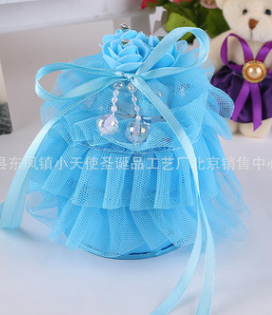 Thumbnail: Wedding Ring Holder with Flower and Ribbon on the top