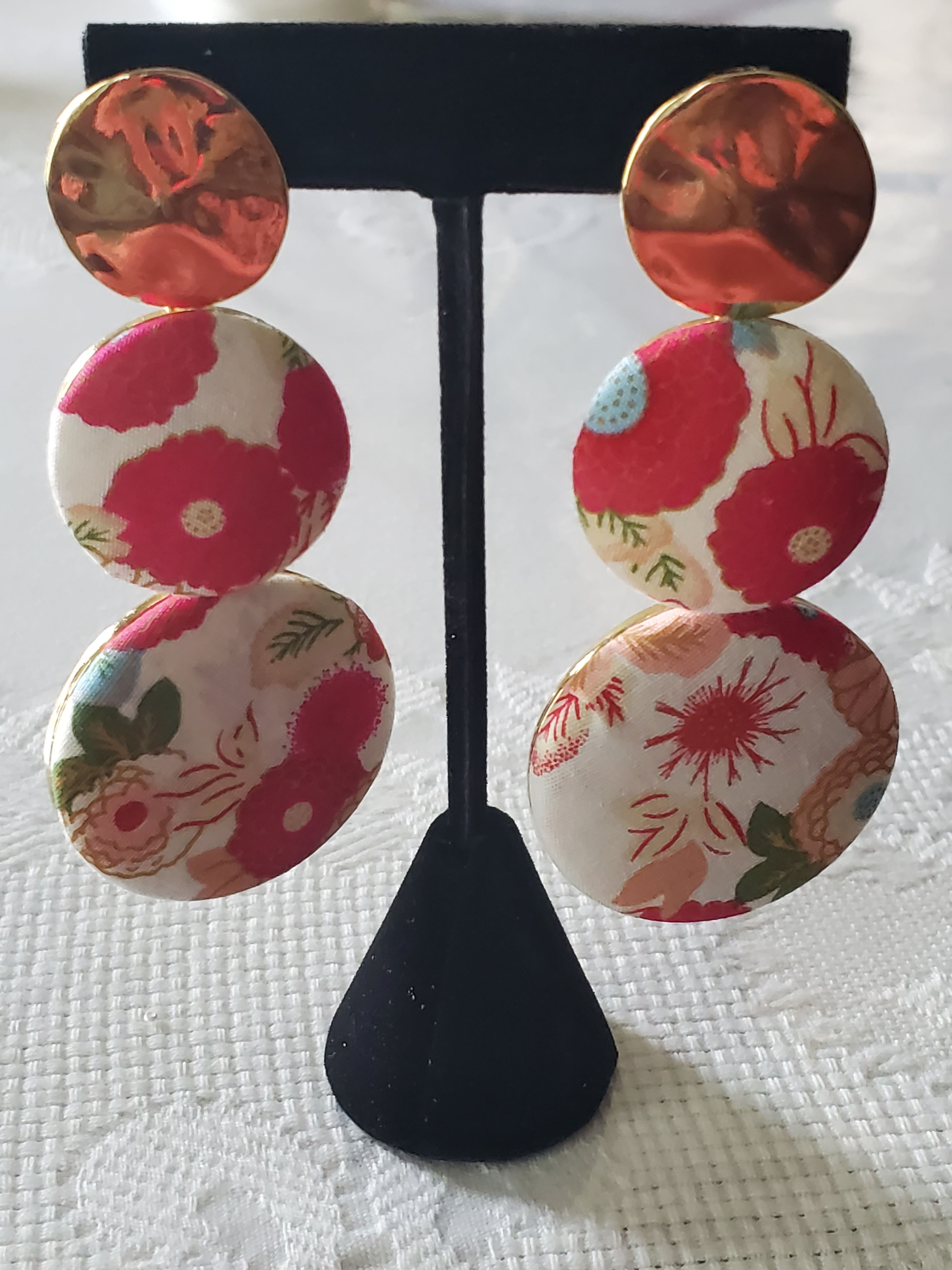 Asian Inspired Red Circle Earrings