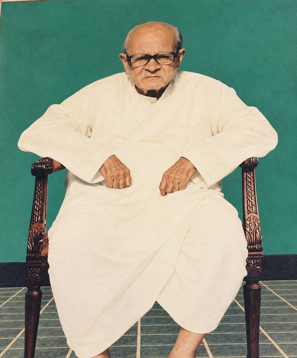 Portrait of Jadab Chandra Das, the educator, Assamese author and community builder from Howly, Barpeta, Assam