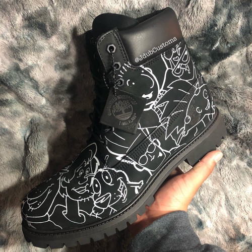 CARTOON TIMBERLAND BLACK BOOTS JdubCustoms