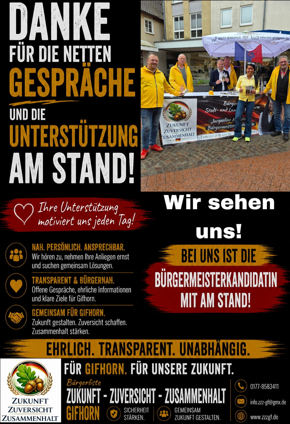Danksagung Stand Bürgerliste ZZZ GF/ LK GF